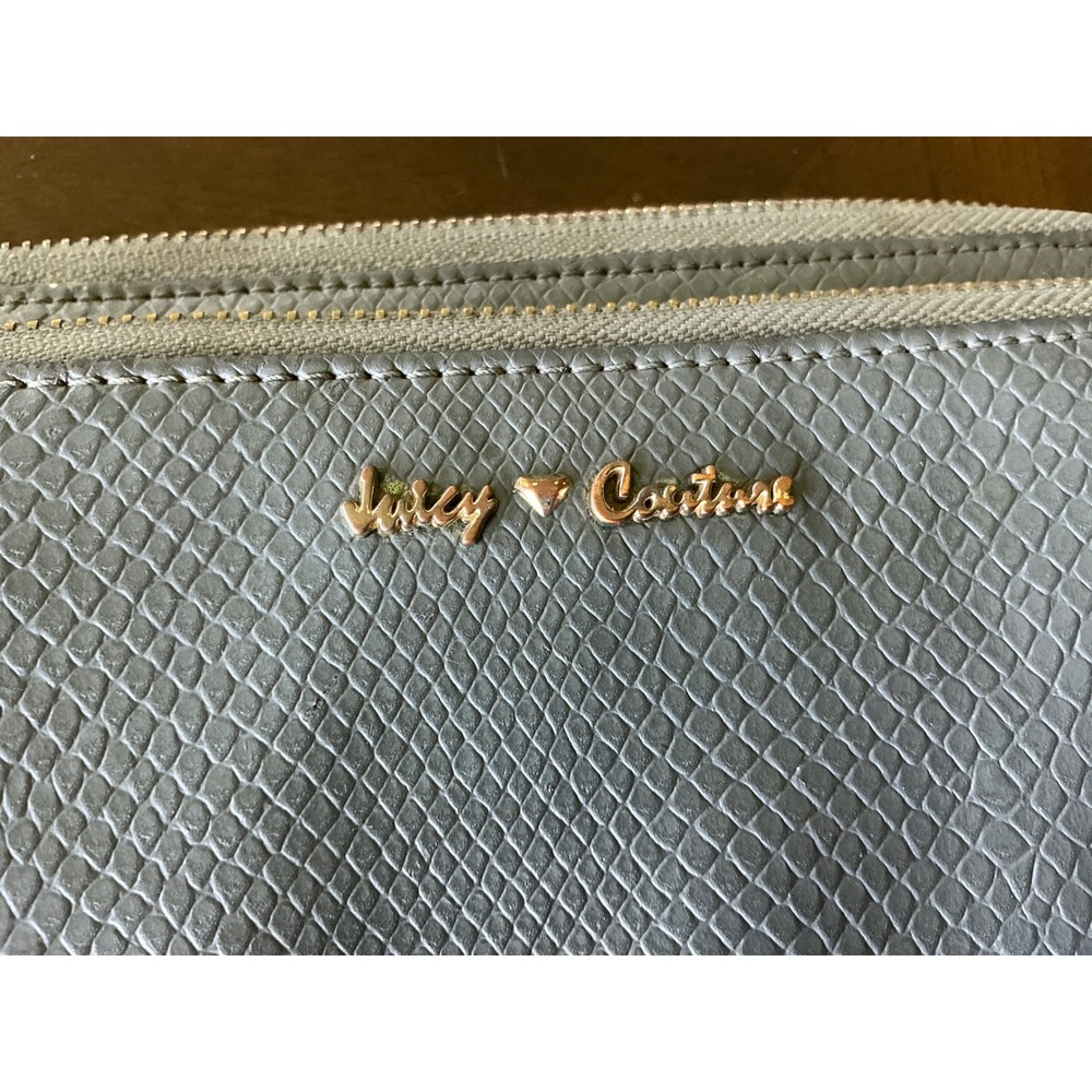 Juicy Couture Wallet Grey Snakeskin Double Zip Around Long Clutch Organizer OS